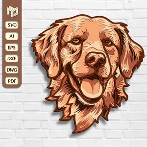 Golden Retriever 3D Laser Cut Files, Hundeliebhaber Multilayer Mandala SVG-Datei, Haustier Gedenkstätte CNC Fräser Dateien, Papier schneiden, Wand-Dekor