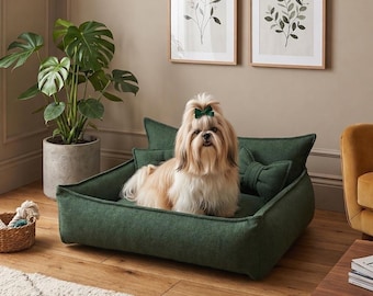 Niche élégante fabriquée à la main en tissu déperlant, niche pour chien, niche pour chat, accessoires pour chien, panier pour animaux, panier pour chien