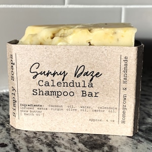 Shampoo Bar, All Natural Soap, Cold Process Soap, Zero Waste Lemongrass Charcoal Rosemary Calendula Tea Tree Rose Pine Mocha