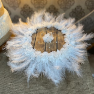 Bridal Handkerchief, Wedding Handkerchief, Hand Handkerchief, Halay Handkerchief, Feather 3D Flower and Pearl Decorated