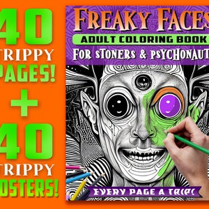 Trippy målarbokssidor | Psykedelisk gåva | Trippy målarbok | Digital nedladdning