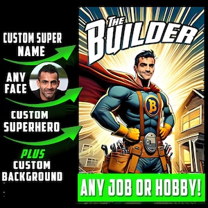 Personalisierte Superheld Porträt | Superheld Cartoon von Foto | Karikatur Porträt | Papa Superheld | Personalisiertes Geschäftsgeschenk