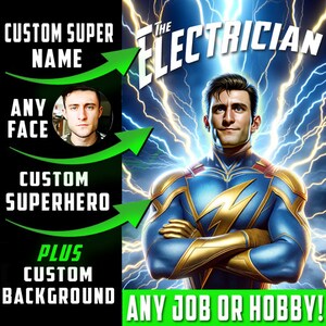 Personalisierte Superhelden-Vatertag Porträt | Superheld Cartoon von Foto | Karikatur Porträt | Papa Superheld