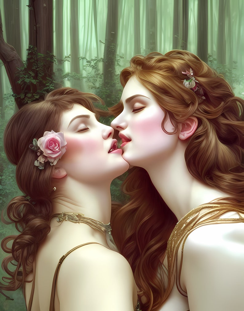 Lesbian Art Digital File Lesbian Kissing Poster Lesbian Etsy