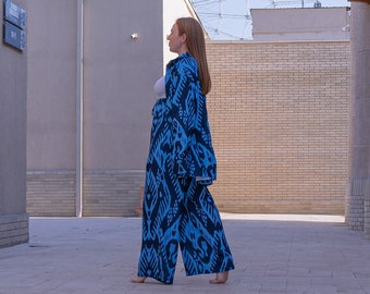 Blue Ikat print pants - Forks