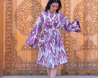 Robe kimono ikat - Feuille de figuier