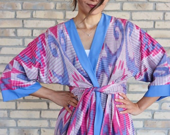 Ikat robe, Summer kaftan, Lightweight ikat maxi robe, ikat dress