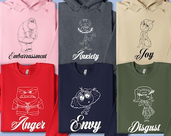 Christmas Pixar Inside Out Hoodie, Disney Emotions Group Sweatshirt