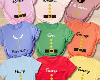 7 Dwarfs Costume Shirt, Matching Family Disney Shirt, Halloween Group Shirt, Snow White Cosplay Tee, Birthday Party Shirt, Party Group Shirt