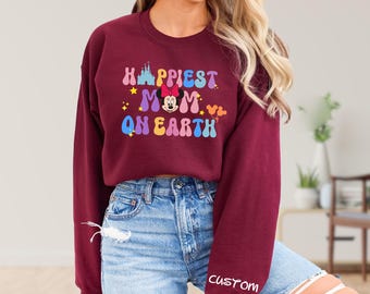Disney Family Trip Sweatshirt, Happiest Mom/Dad On Earth, Matching Minnie & Mickey Outfits