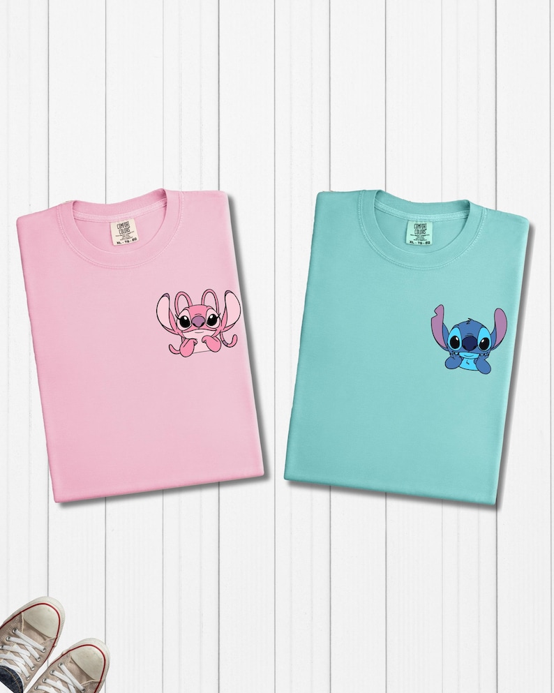 a pair of t - shirts with stitching on them