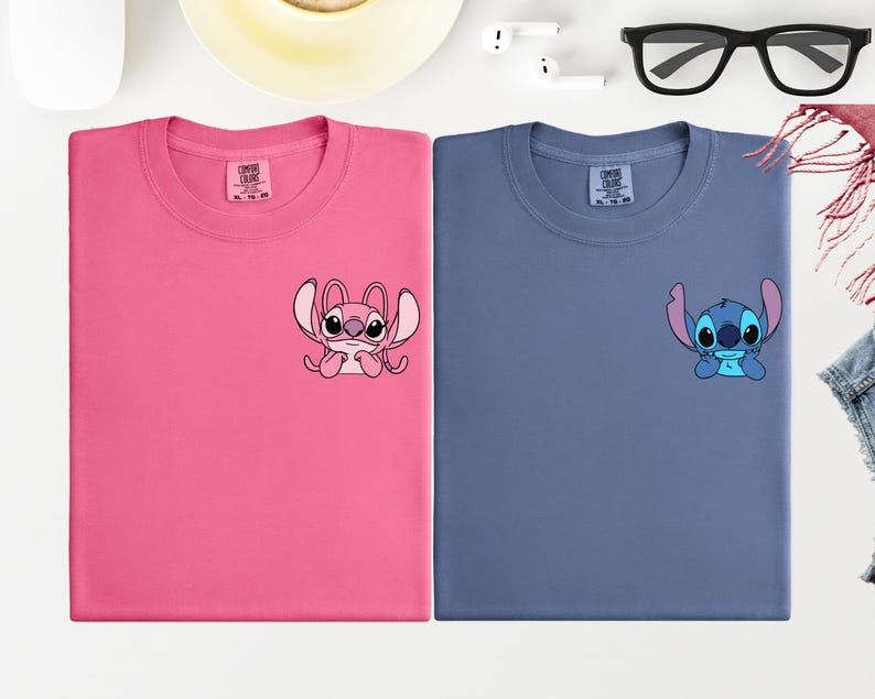 a pair of t - shirts with stitching on them