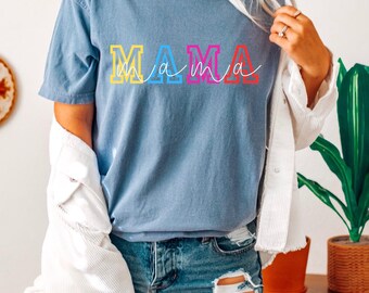 Comfort Colors Mama Shirt: Trendy Mom Graphic Tee