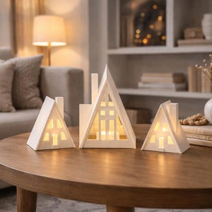 A-Frame Tea Light Houses – Modern Winter Decor