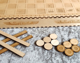 セネト、古代エジプトのボードゲーム、レーザー彫刻された木材から