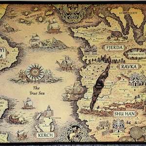 Grishaverse world high quality map from fantasy written by Leigh Bardugo.