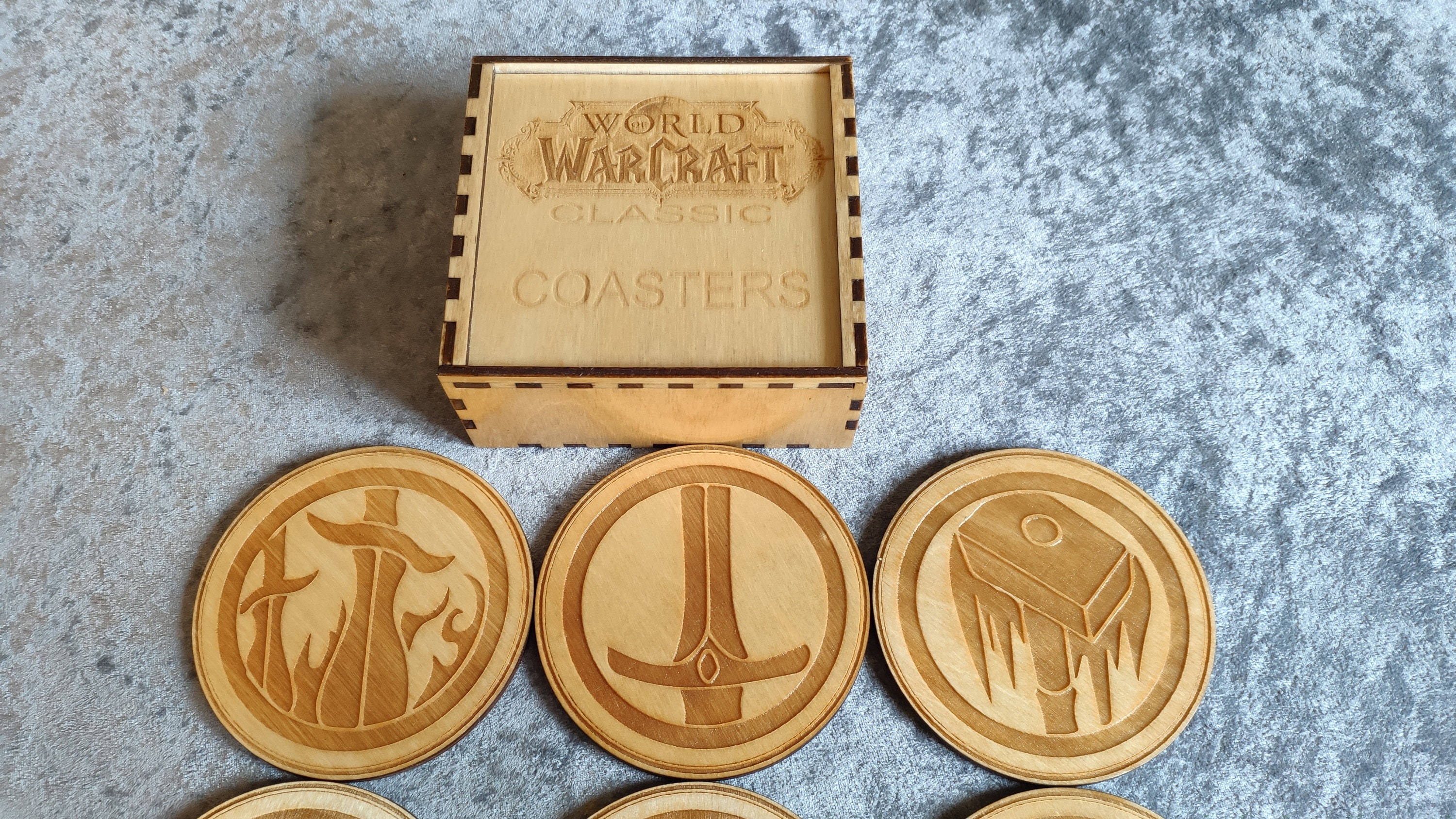 Set De Dessous De Verre World Of Warcraft Classic - Bois Gravé Laser - Cadeau Gamer