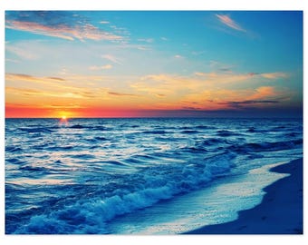 Sunset at Sea Aluminum Print - Vibrant Coastal Artwork for Modern Decor