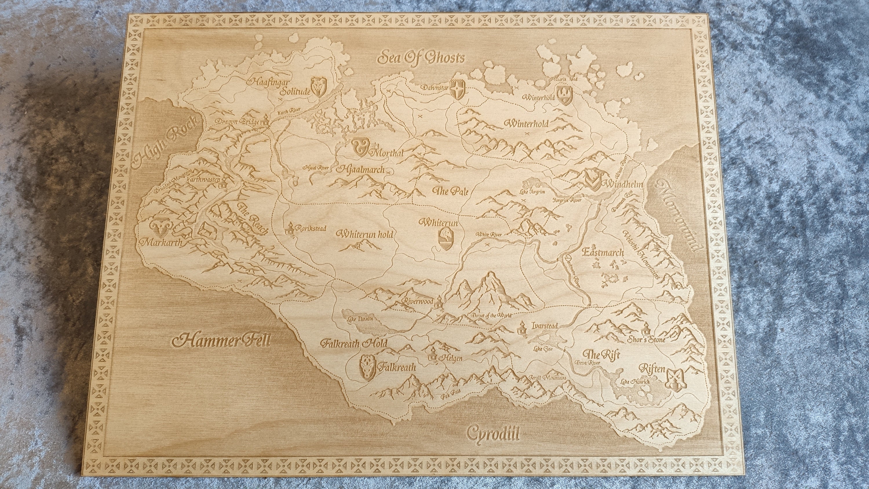 Laser Engraved Map of Skyrim - the Elder Scrolls V - Etsy