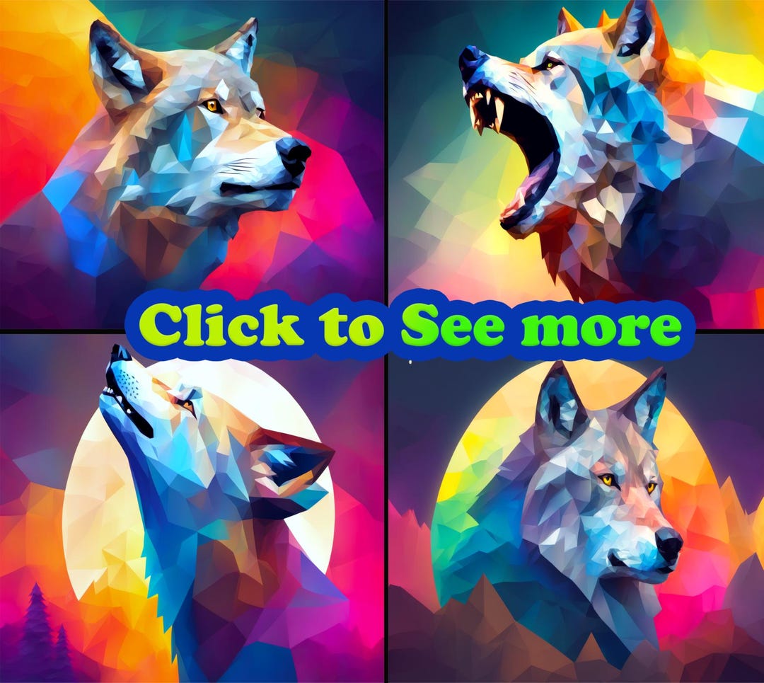 Wolf Poster Made in Lowpoly Style. Lowpoly Animal Poster Part 2 Etsy