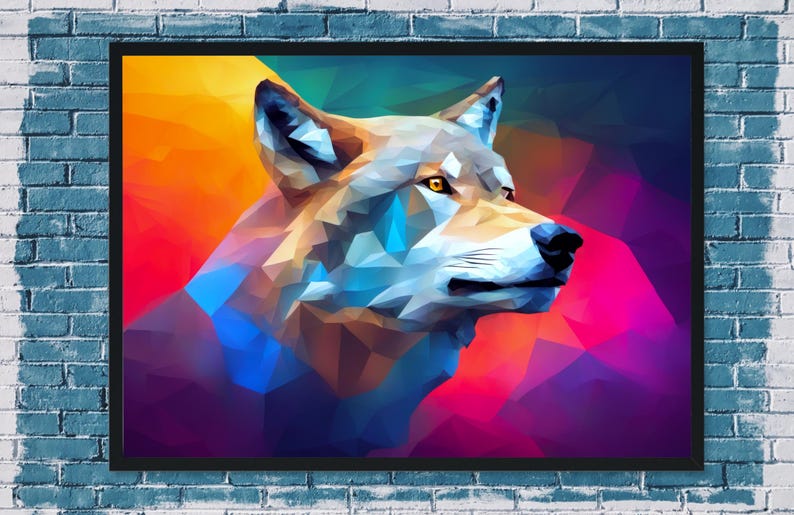 Wolf Poster Made in Lowpoly Style. Lowpoly Animal Poster Part 2 Etsy