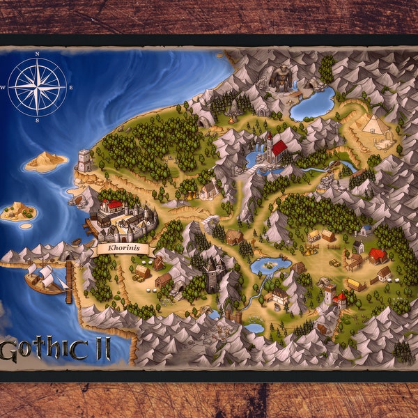 Island of Khorinis from Gothic 2 High quality fanart map