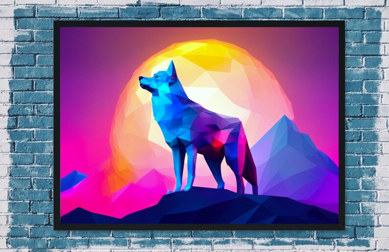 Wolf Poster Made in Lowpoly Style. Lowpoly Animal Poster Part 2 Etsy