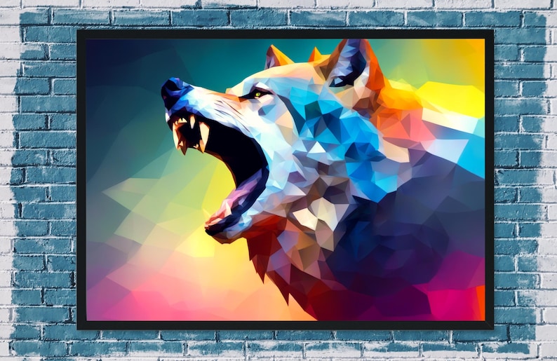Wolf Poster Made in Lowpoly Style. Lowpoly Animal Poster Part 2 Etsy