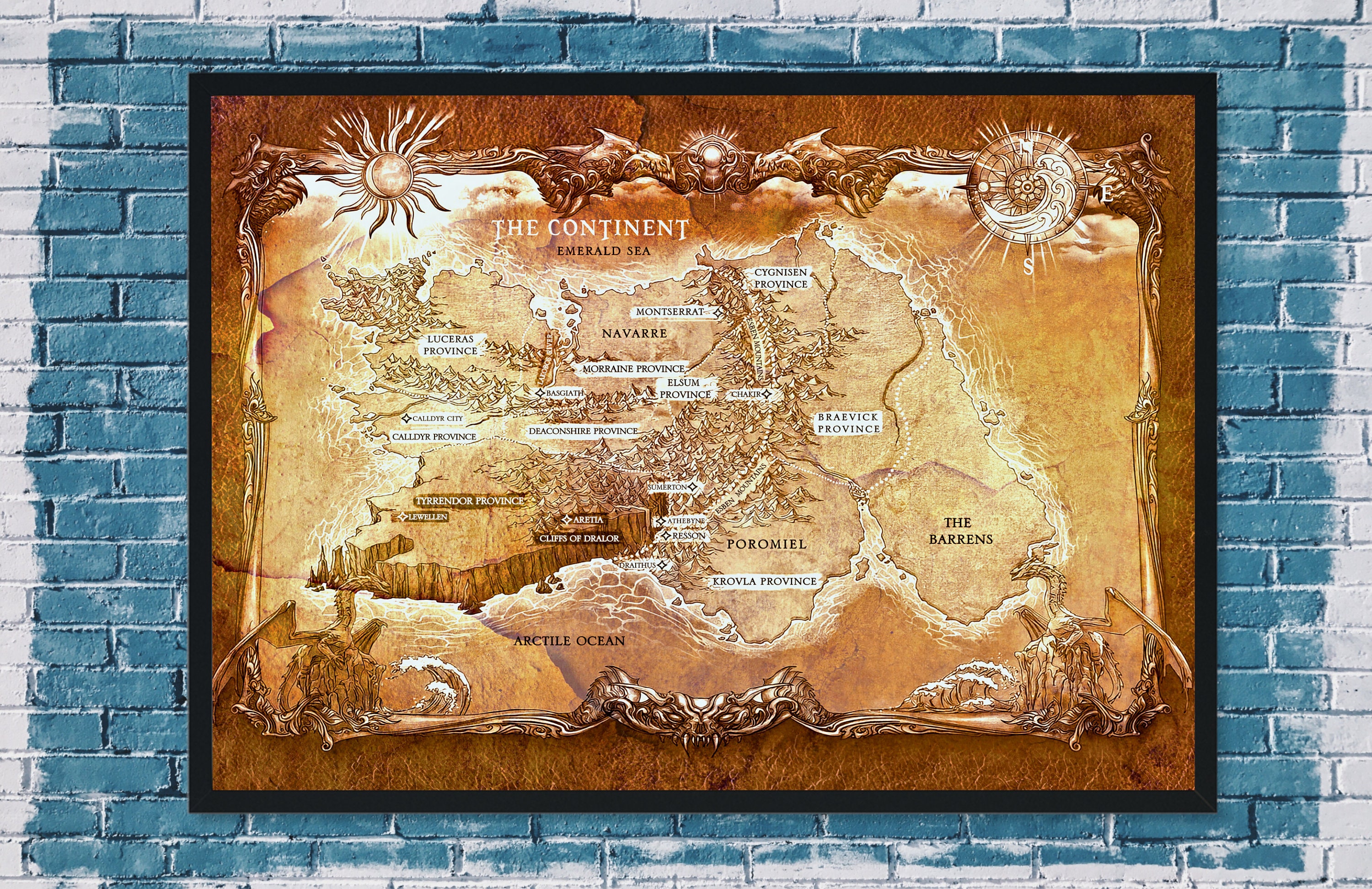 High Quality World Map of the Fourth Wing & Iron Flame Books From the