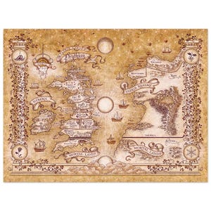 Impression carte du monde ACOTAR sur aluminium - oeuvre de haute qualité de S.J. Le tribunal d'épines et de roses de la Meuse