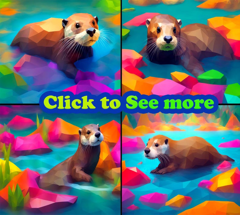 Otter Poster Made in Lowpoly Style. Lowpoly Animal Poster Etsy