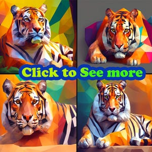 Póster de tigre realizado en estilo Low-Poly. Póster de animal Low-Poly parte 2