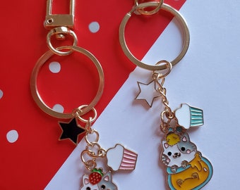 Cute Cat Keychain | Enamel Keychain | Matching Gift | Backpack Charm | Phone accessory