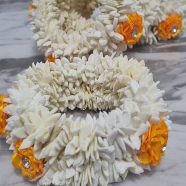 Handcrafted artificial yellow flower gajra bracelet