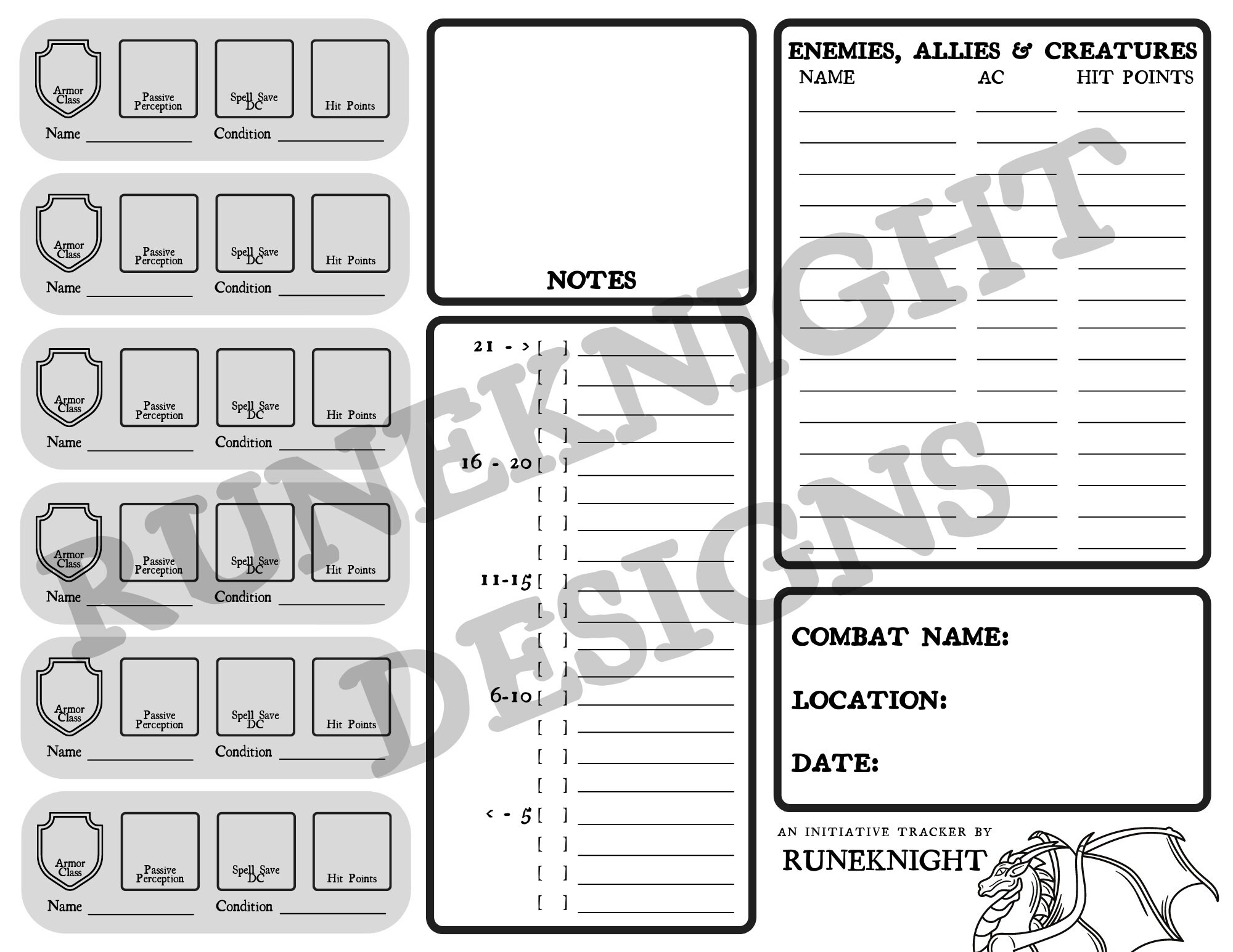 Printable DnD 5e Initiative Tracker Dungeons Dragons Lupon gov ph