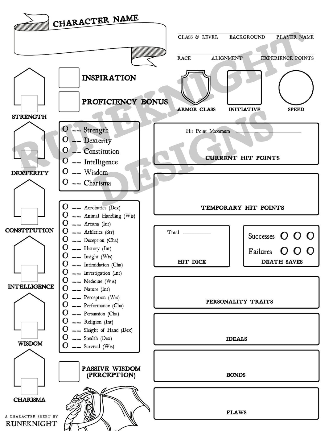 Printable Dnd 5e Character Sheet Etsy