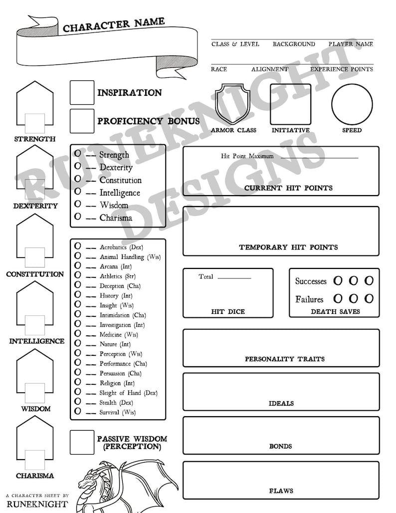 Printable Dnd 5e Character Sheet Etsy Printable Dnd 5e Character Sheet Etsy