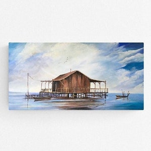 Fine art giclee print &quot;Miami Stilt House&quot; 20&quot;x10&quot; print of original acrylic painting