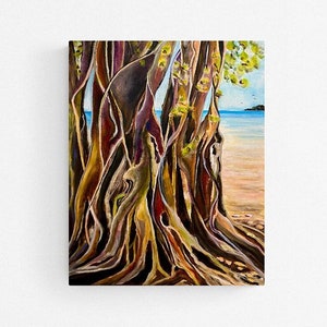 Fine art giclee print &quot;Banyan Beach&quot; 16&quot;x20&quot; print of original acrylic painting