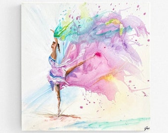 Fine art giclee print &quot;On Pointe&quot; ballerina 24&quot;x24&quot; print of original acrylic painting