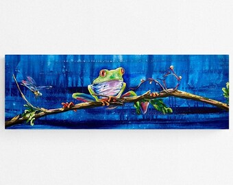 Fine art giclee print &quot;Swamp Frog&quot; 36&quot;x12&quot; print of original acrylic painting