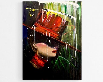Fine art giclee print "Hot Lips" 30"x40" print of original acrylic painting