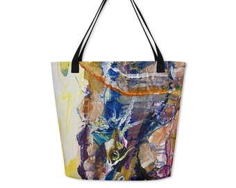 Large tote bag "Gatorized" printed with original acrylic painting.