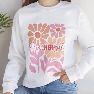 Suéter contra o câncer de mama, suéter poderoso com gola redonda, câncer de mama, conscientização sobre o câncer, presentes para ela, suéter com gola redonda, câncer