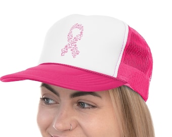 Breast Cancer Hat, Cancer Trucker Hat, Cancer Support, Breast Cancer, Cancer Awareness Trucker Hat, In October We Wear Pink, October Hat