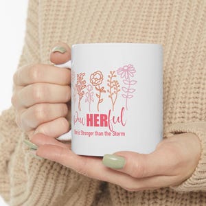 Breast Cancer Mug, Pink Ribbon Mug, Breast Cancer Survivor Gift, Breast Cancer Awareness Mug, Powerful Mug, Breast Cancer,Motivational Quote