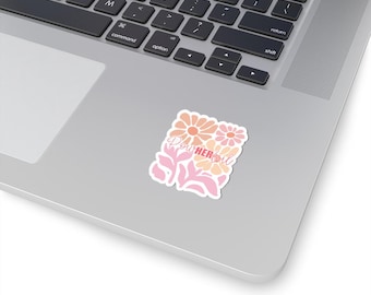 Pink Ribbon Breast Cancer Awareness Sticker, Floral Decal