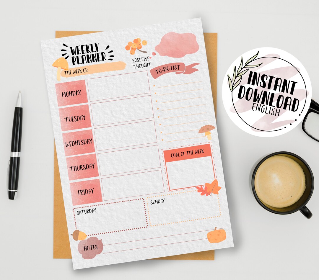 Fall Weekly Planner Digital Printable Instant Download - Etsy