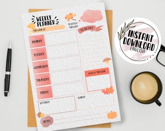 Fall weekly planner - digital - printable - instant download