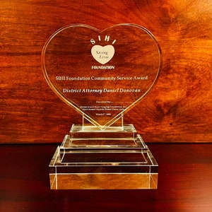 Crystal Heart Award, a Stylish Home Decor, Perfect Gift of Appreciation, Fundraising, or Corporate Trophy, Award for Retirements